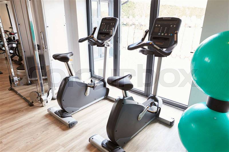 Empty Gym With Exercise Equipment, stock photo