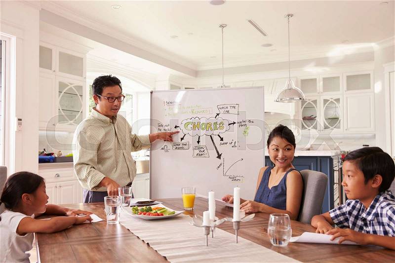 Family Meeting To Discuss Household Chores, stock photo