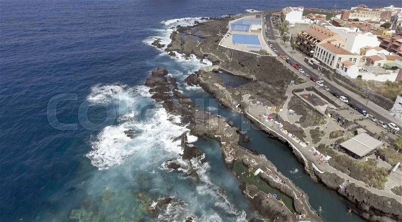 Coastline of Tenerife Island, aerial view, stock photo