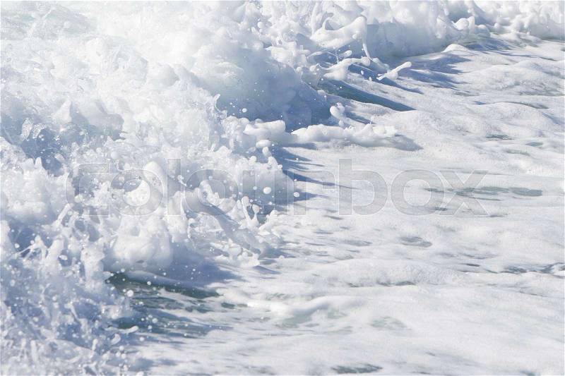 Wave of a ferry ship on the open ocean (Atlantic Ocean, Iceland), stock photo