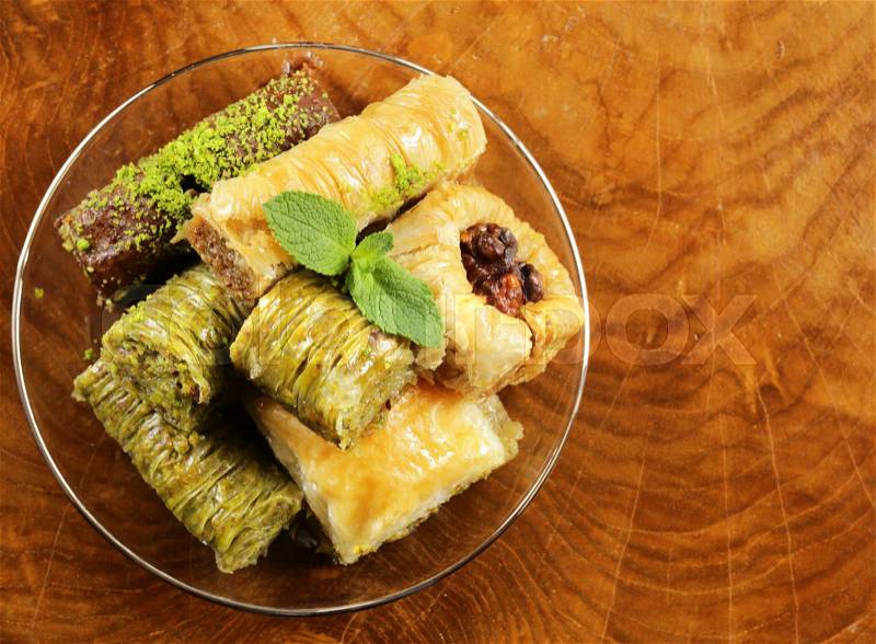 Traditional Turkish Arabic sweets baklava, stock photo