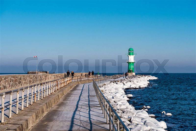 The mole in Warnemuende (Germany) in Winter, stock photo