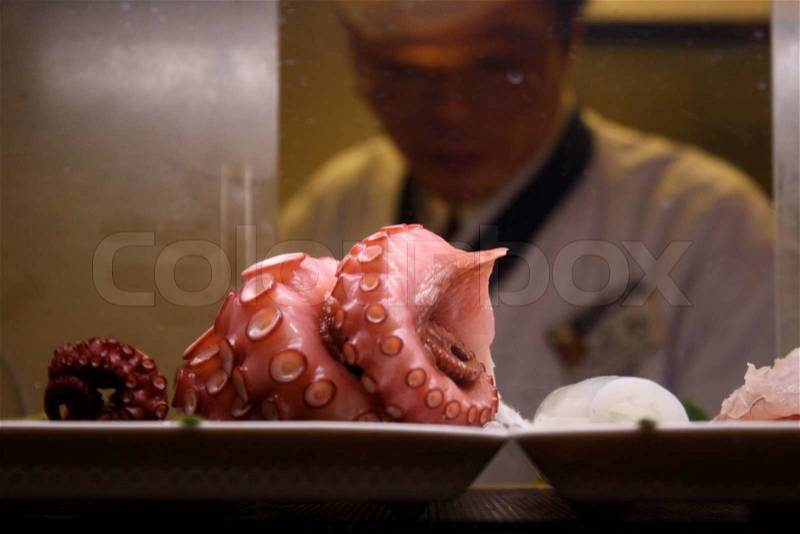 Squid arm on a plate, stock photo