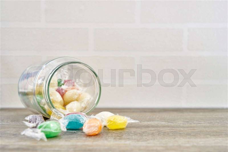 A studio photo of fruit drop candies, stock photo