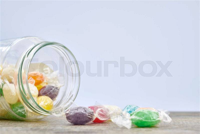 A studio photo of fruit drop candies, stock photo
