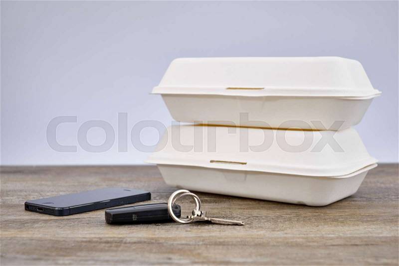 A studio photo of a takeaway food container, stock photo