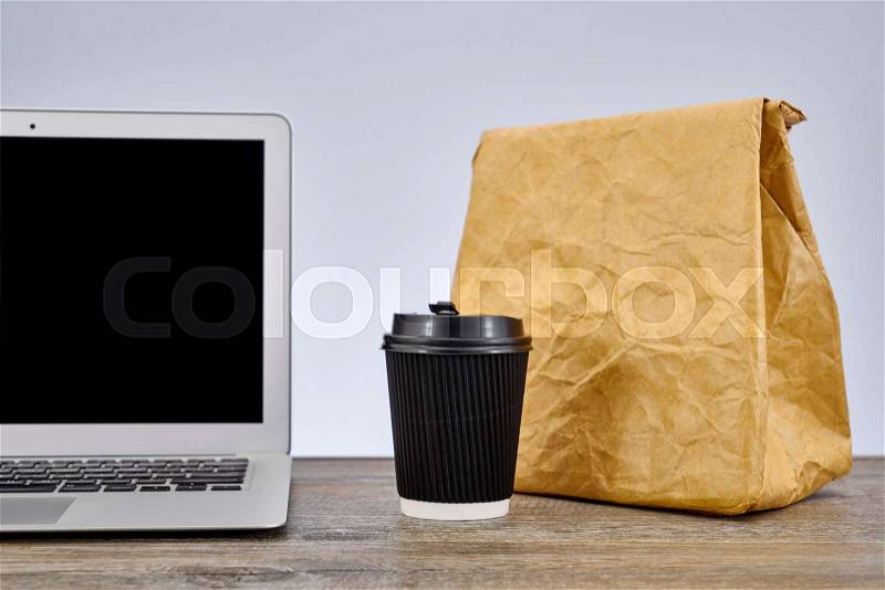 A studio photo of a conceptuel lunch at work image, stock photo