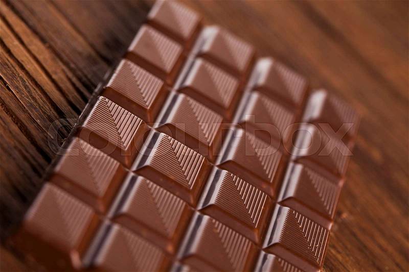 Bars Chocolate , candy sweet, dessert food on wooden background, stock photo