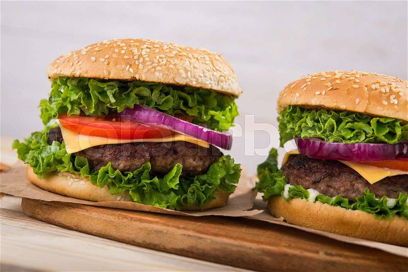 Big burger with beef. fastfood background, stock photo