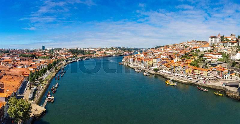 Aerial view of Porto in Portugal in a beautiful summer day, stock photo