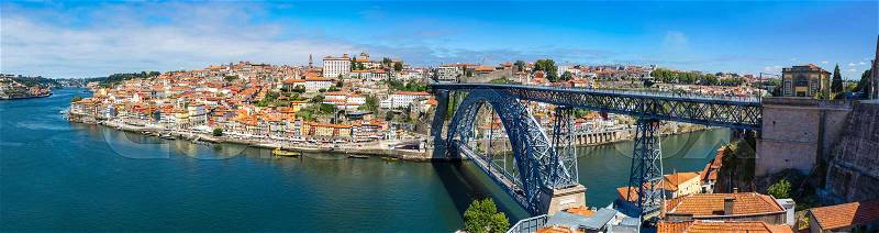 Panorama of Porto in Portugal in a beautiful summer day, stock photo
