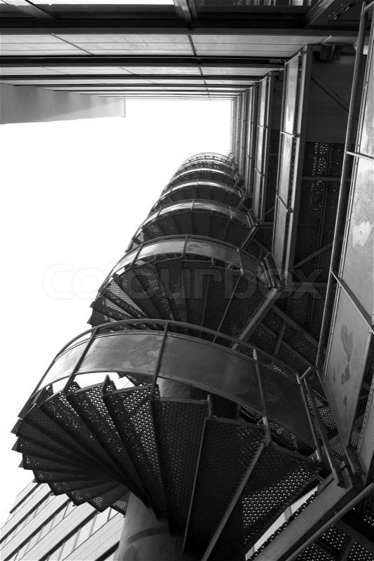Metal stairs - black and white picture, stock photo