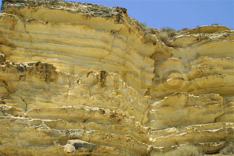 Close-up relief of the rocks on Cyprus island, stock photo