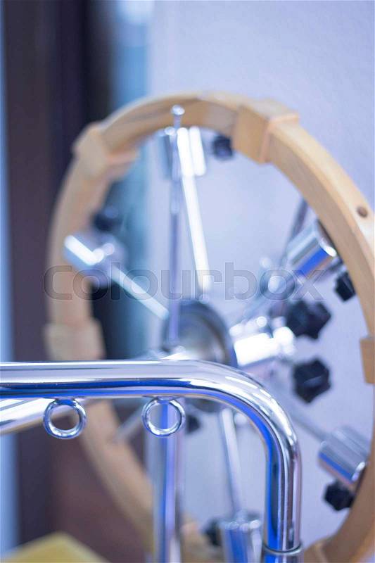 Physical therapy equipment in physiotherapy clinic specialized in sports injury rehabilitation for wrists, hands and fingers, stock photo