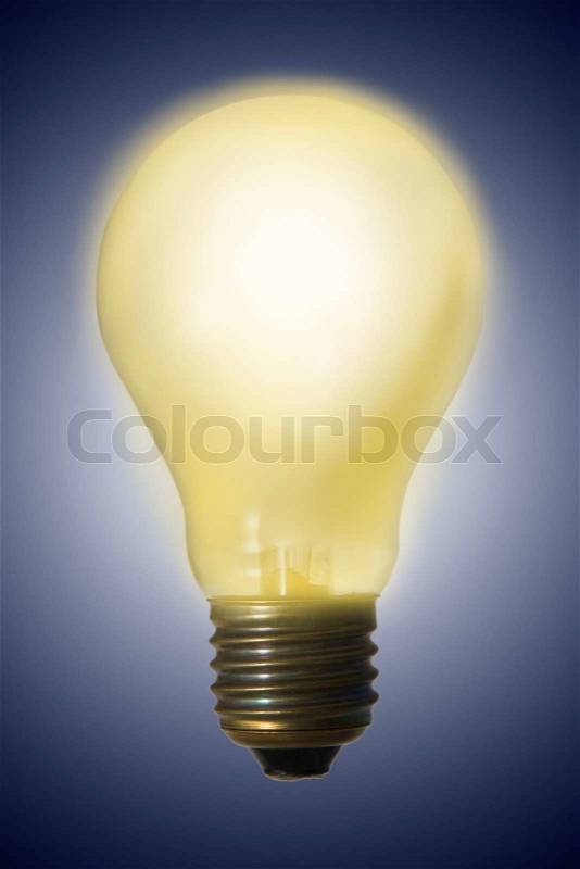Glowing electric light bulb - great idea has born, stock photo