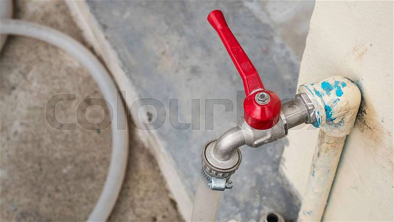 Tap water and PVC pipe the value of water, stock photo