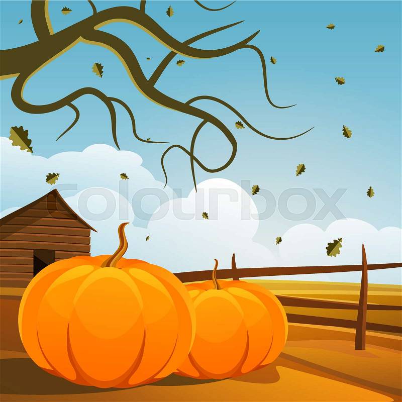Season autumn landscape background, vector illustration, vector