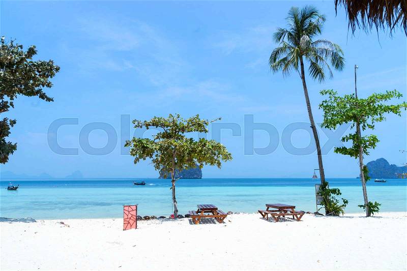 Beach for vacation relax blue sky and sea, stock photo