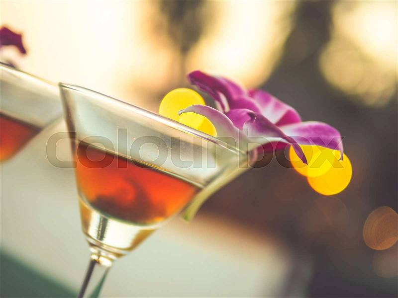 Welcome drink on vintage filter for background or menu use, stock photo