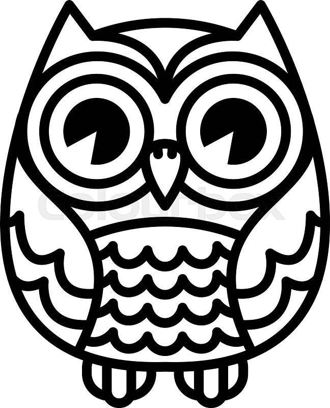 Cute Cartoon Owl Bird with Big Eyes in Sitting Position ...