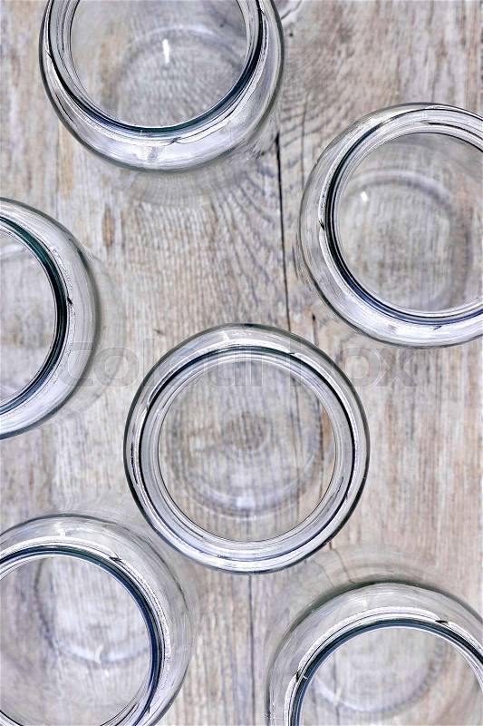 A studio photo of glass storage jars, stock photo