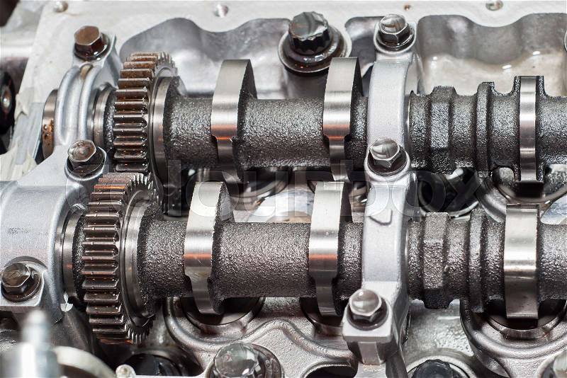 Gears group complex industrial mechanism, stock photo