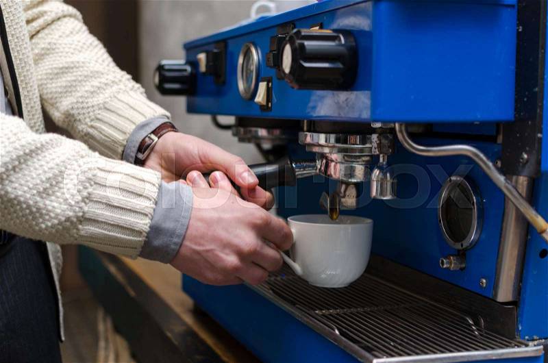 Close-up photo of new coffee machine, stock photo