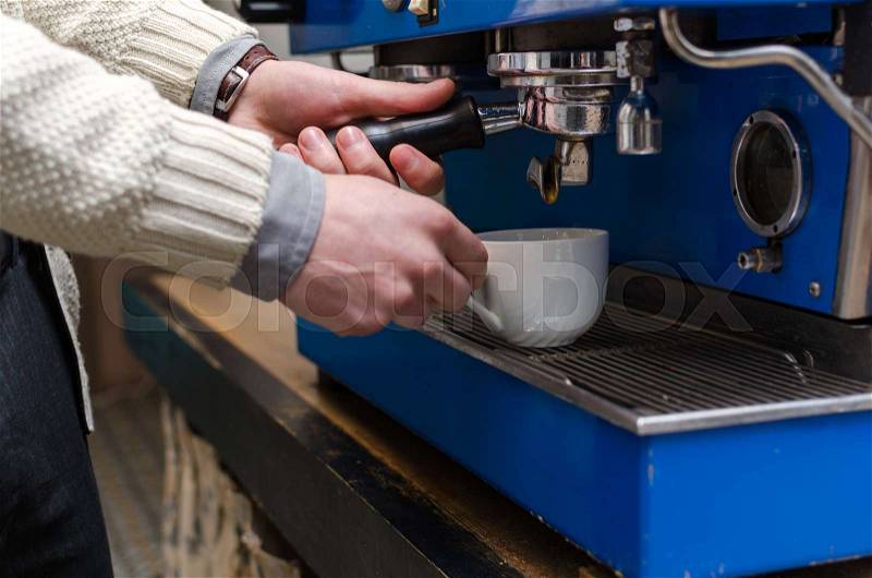 Close-up photo of coffee machine, stock photo