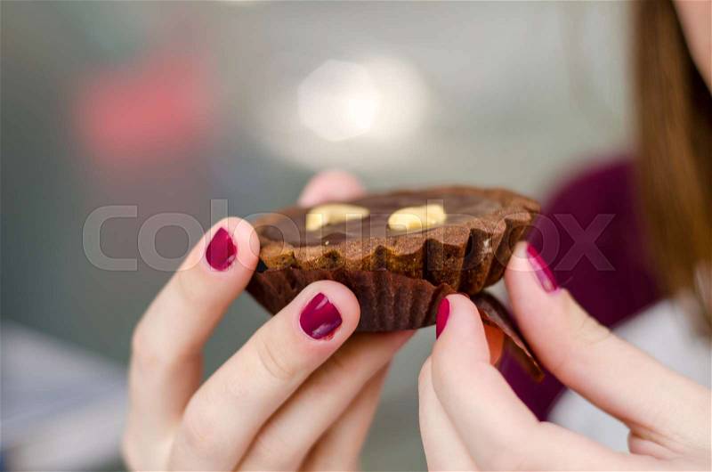 Tasty small bakery with chokolate and nuts, stock photo