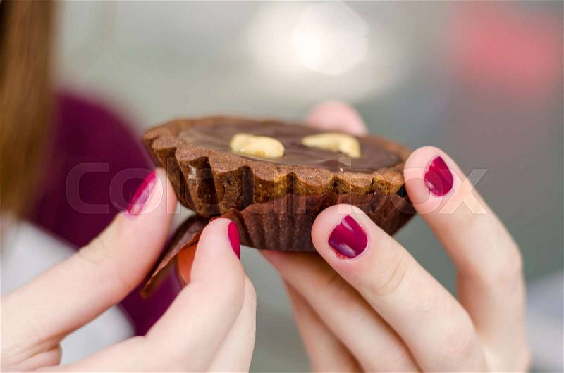 Tasty small bakery with chokolate and nuts, stock photo
