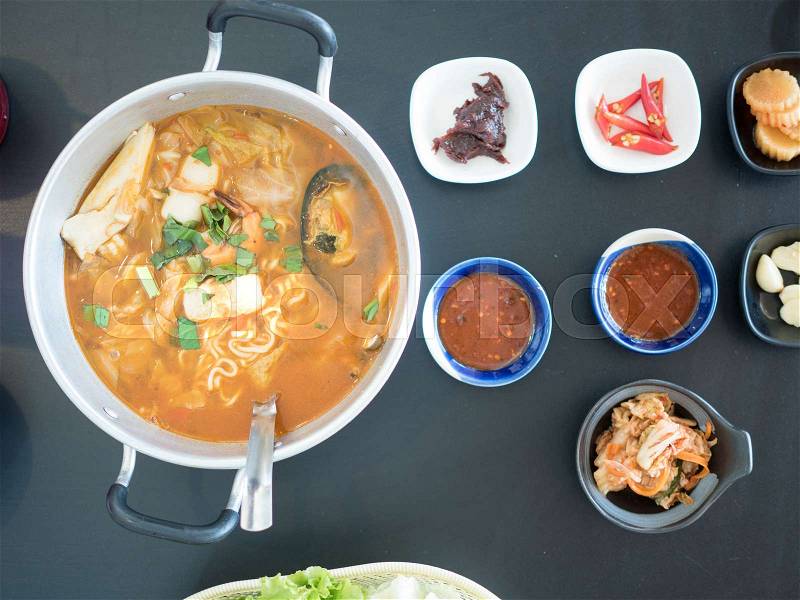 Spicy noodle Korean style, Korean food, stock photo