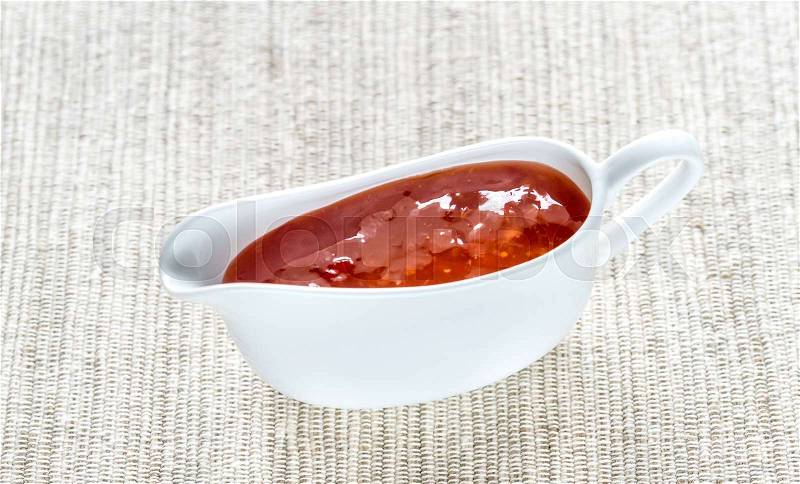 Bowl of thai sweet chili sauce, stock photo