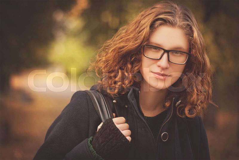 Beauty female student musician portrait, stock photo