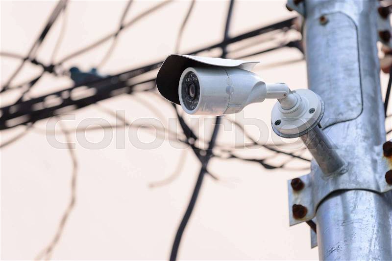 Security IR camera for monitor events in city. , stock photo