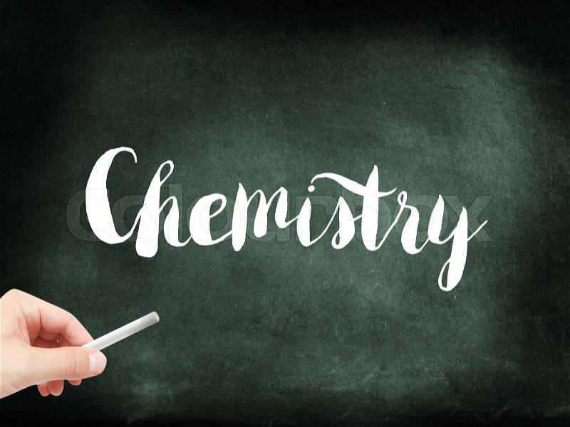Chemistry written on a blackboard, stock photo