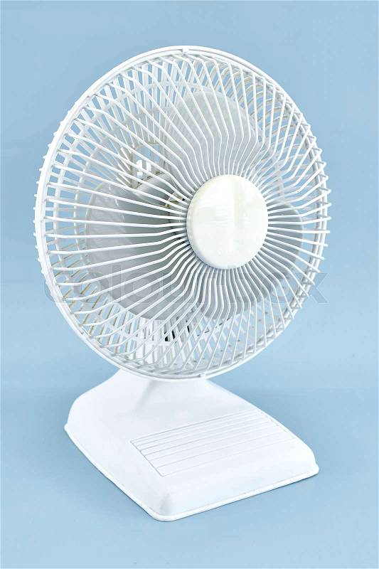 A studio photo of a portable electric fan, stock photo