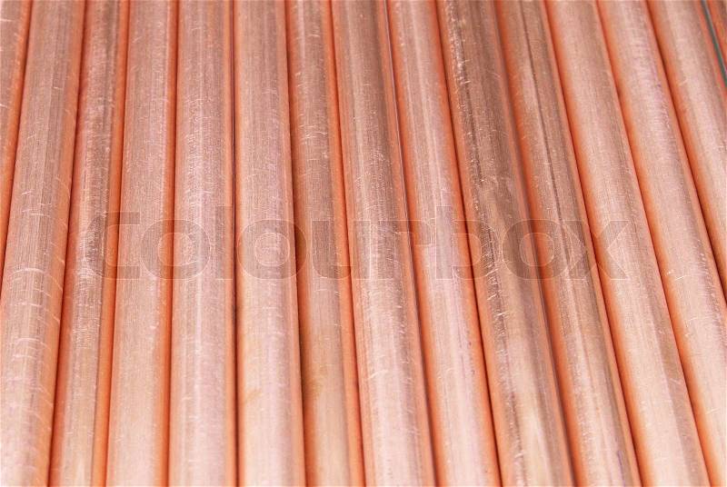 Copper pipes- can be used for abstract background, stock photo