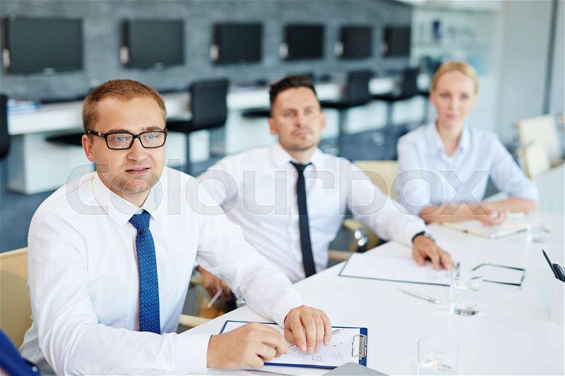 Young managers attending course of professional studies, stock photo