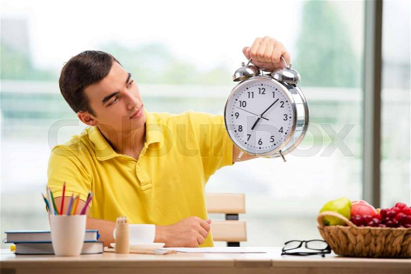 The student missing deadlines for exam preparation, stock photo