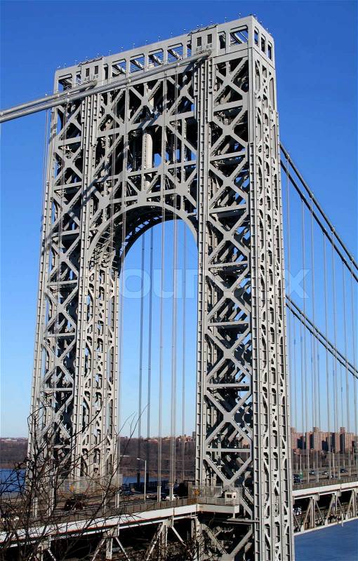 Tower of the George Washington Bridge. The Bronx, New York in background, stock photo