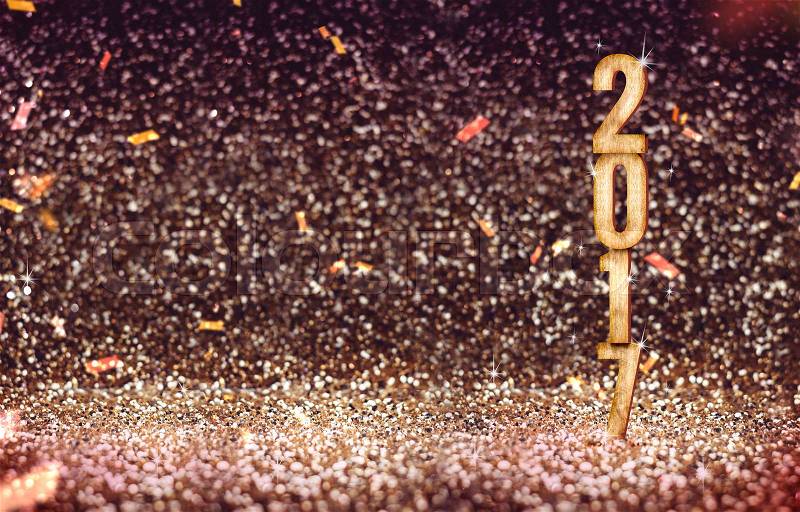 Happy New 2017 year in vintage color abstract glitter background, Holiday concept design,Leave space for adding your content, stock photo