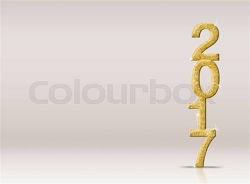 2017 new year gold glitter number in studio room, Leave space for adding your design, stock photo