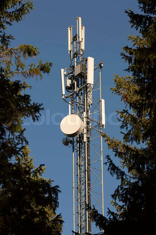Cellphone Tower with Trees in Sweden, stock photo