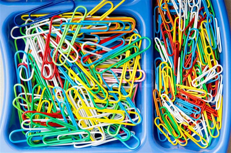 Various colourful office supplies in the holder, stock photo