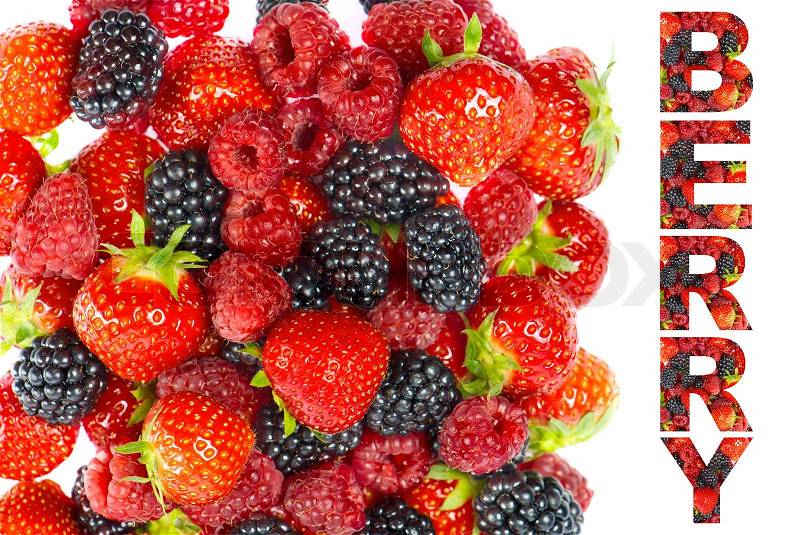 BERRY. mix of fresh summer berries, stock photo
