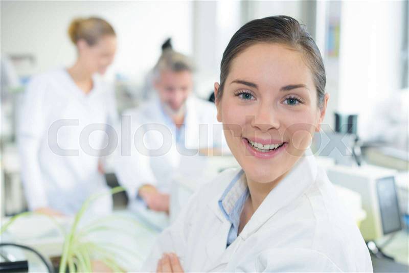 Portrait of female lab worker, stock photo
