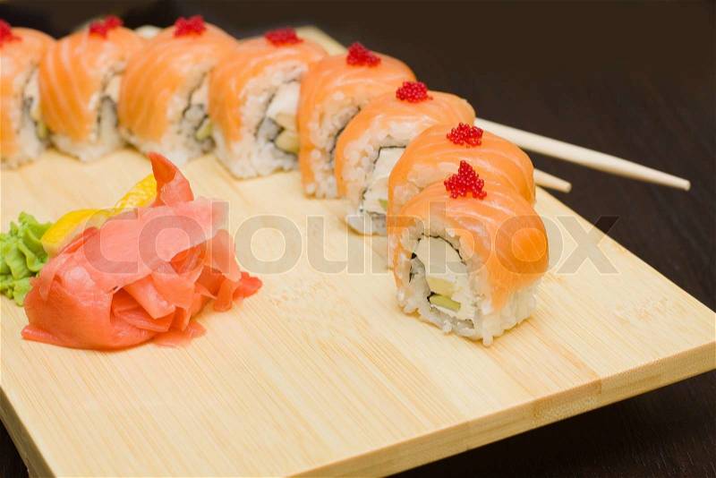 Sushi with Salmon - japanese gourmet food, stock photo