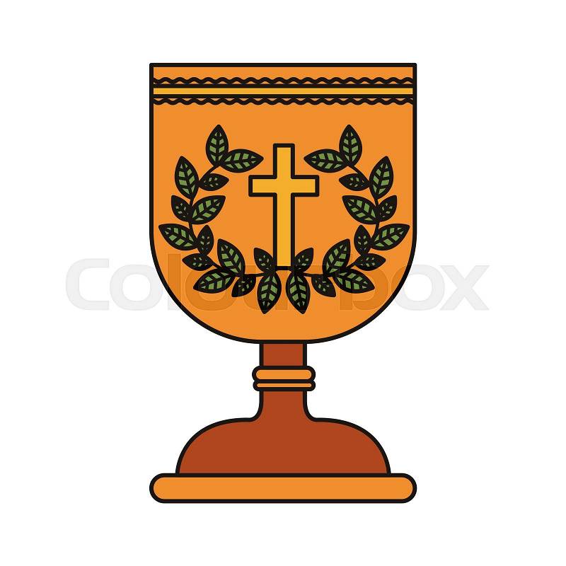 Gold holy grail with cross. religion catholic and christianity icon. vector illustration, vector