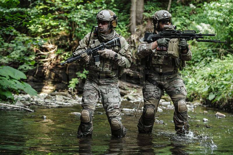 United states army rangers in the mountains, stock photo