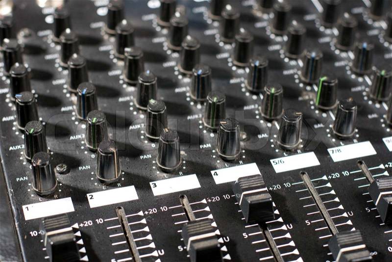 Sound mixer. dj\'s equipment. Professional studio equipment, stock photo